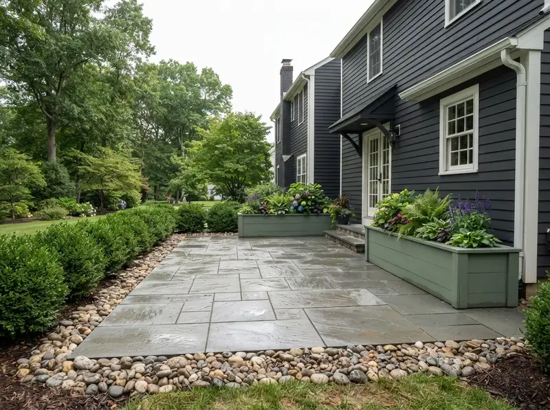 Custom flagstone patio in Bound Brook