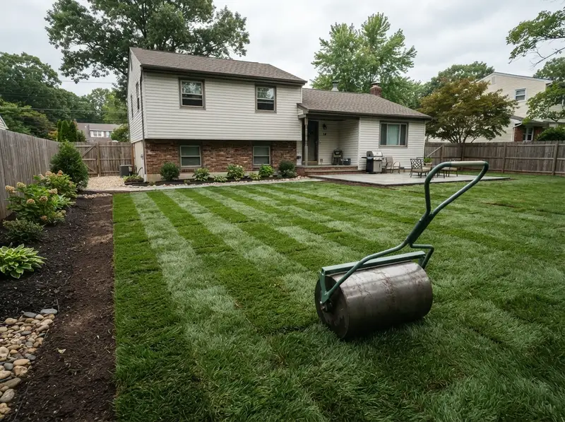 Freshly laid sod installation in Bound Brook