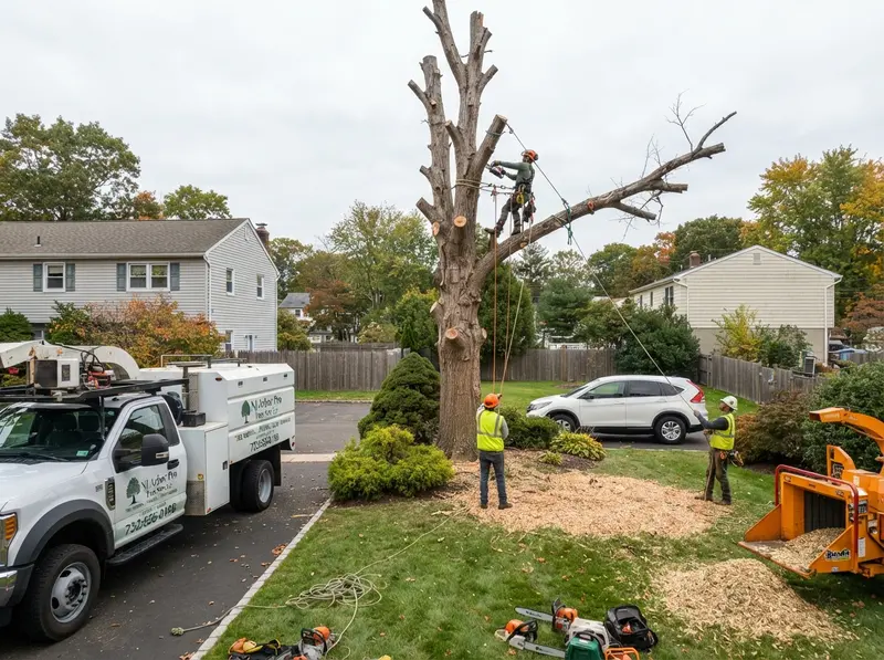 Professional tree removal service in yard