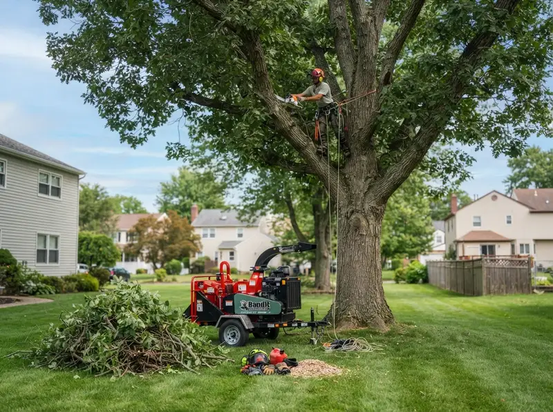 Professional tree trimming service in yard